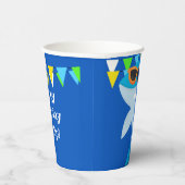 キッズブルーシャークフィンタスティック誕生日 紙コップ (右)