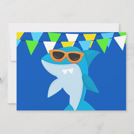 キッズブルーシャークFintastic誕生日写真 招待状 (裏面)