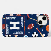 キッズブルースポーツ機器パターン Case-Mate iPhoneケース (裏面 (横))