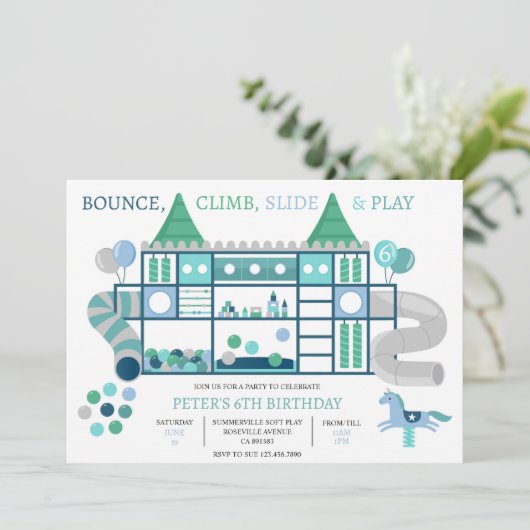 キッズブルーソフト遊誕生日パーティの招待 招待状 (スタンド正面)