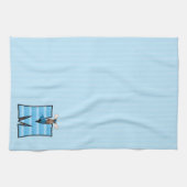 キッズブルーニットプリントモノグラムレターM キッチンタオル (横)