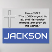 キッズブルーパーソナライズされたグレイ聖書 ポスター (正面)