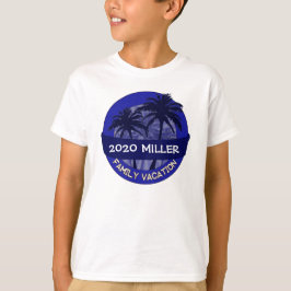 キッズブルーパームツリー名前をカスタムするバケーションTシャツ Tシャツ