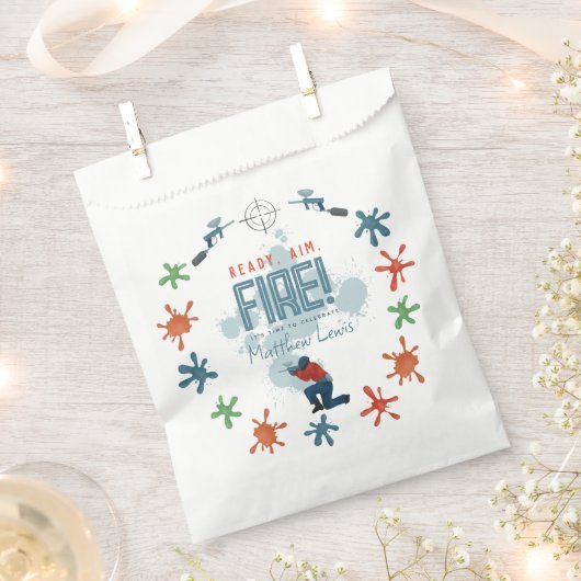 キッズブルーペイントボールボーイズ誕生日パーティー フェイバーバッグ (クリップ留めされた状態)