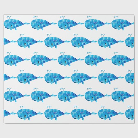 キッズブルーホエールギフトラップ任意の大事な行事 ラッピングペーパー (フラット)