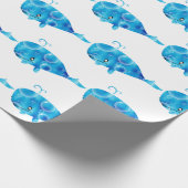 キッズブルーホエールギフトラップ任意の大事な行事 ラッピングペーパー (角)