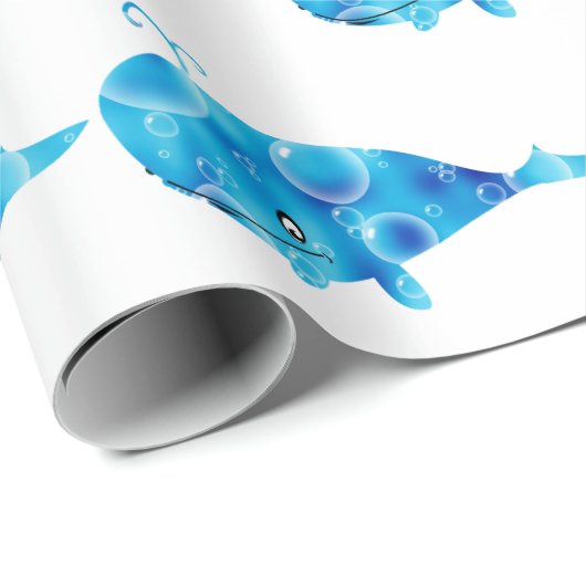 キッズブルーホエールギフトラップ任意の大事な行事 ラッピングペーパー (ロールコーナー)