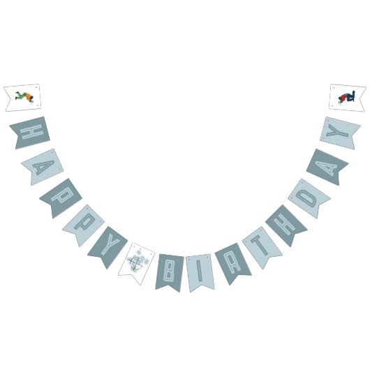 キッズブルーモダンパントボールボーイズ誕生日 バンティングフラッグ (全)
