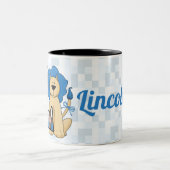 キッズブルーライオンモノグラムビッグレターL (名前あり) ツートーンマグカップ (中央)