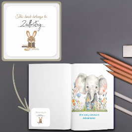 キッズブ読ック動物テーマ蔵書票 スクエアシール