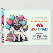 キッズプカラフルグテーマ誕生日 招待状 (正面/裏面)