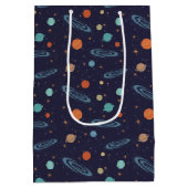 キッズプラネット太陽のシステム銀河系きらめく星 ミディアムペーパーバッグ (裏面)