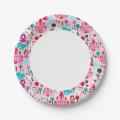 キッズプリンセスキャッスルとユニコーン ペーパープレート (正面)