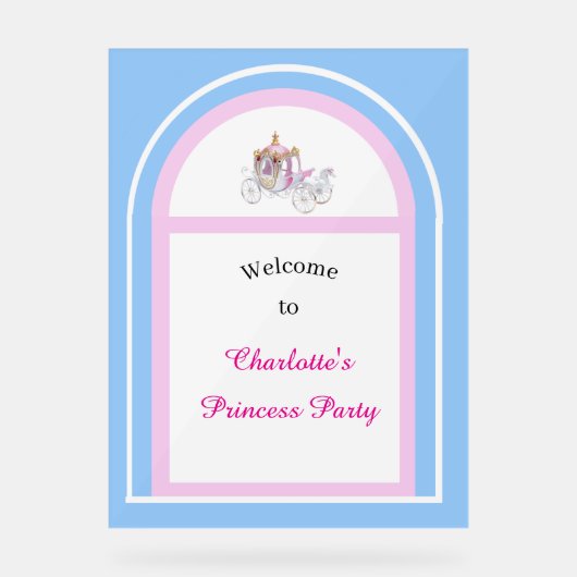 キッズプリンセス誕生日パーティー歓迎サイン アクリルサイン (正面)