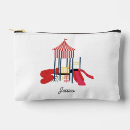 キッズプレカラフルーグラウンド名前をカスタムする学校 アクセサリーポーチ