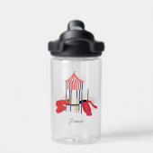 キッズプレカラフルーグラウンド名前をカスタムする ウォーターボトル (背面)