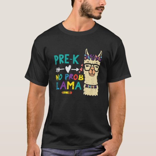 キッズプレK No Prob Llama Prek初日スクールAl Tシャツ (正面)