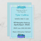 キッズプールパーティの招待状 招待状 (正面/裏面)