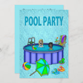 キッズプールパーティの招待状 招待状 (正面/裏面)