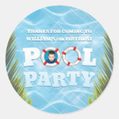 キッズプールパーティーシール – 誕生日パーティー用品 ラウンドシール (正面)