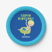 キッズプールパーティーブロンドボーイスイミング誕生日 ペーパープレート (正面)