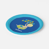 キッズプールパーティーブロンドボーイスイミング誕生日 ペーパープレート (アングル)