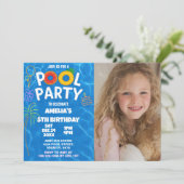 キッズプールパーティー誕生日招待状 招待状 (スタンド正面)