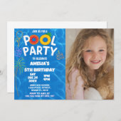 キッズプールパーティー誕生日招待状 招待状 (正面/裏面)