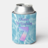 キッズプールパーティー サマー 7歳の誕生日 水 缶クーラー (缶正面)