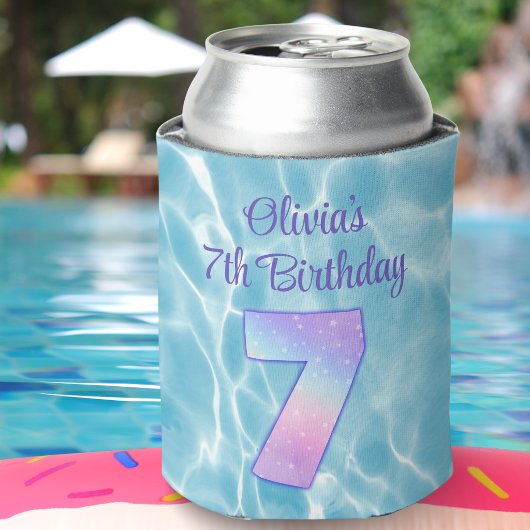 キッズプールパーティー サマー 7歳の誕生日 水 缶クーラー