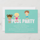 キッズプールパーティー |誕生日パーティーの招待 招待状 (正面)