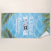 キッズプールパーティー-誕生祝いビーチタオル ビーチタオル (正面)