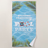 キッズプールパーティー-誕生祝いビーチタオル ビーチタオル (正面)