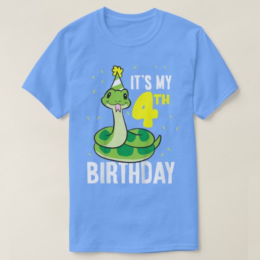 キッズヘビ私の4歳の誕生日4歳の誕生日 Tシャツ (デザイン正面)