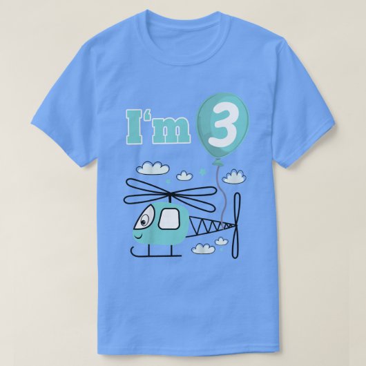 キッズヘリコプターイム3 3歳3歳の誕生日ボーイズ Tシャツ (デザイン正面)