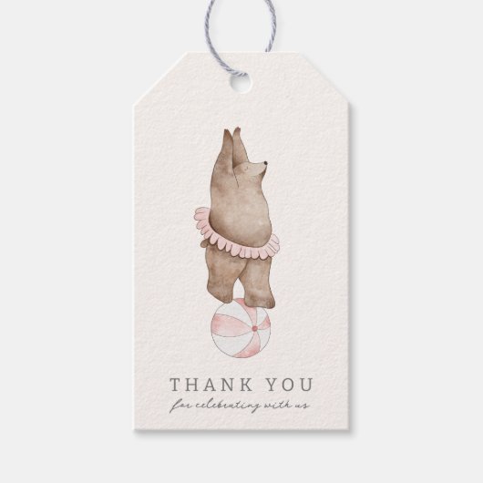 キッズベアモダンサーカス |女の子の誕生日のお願い ギフトタグ (正面)