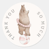 キッズベアモダンサーカス |女の子の誕生日 ラウンドシール (正面)