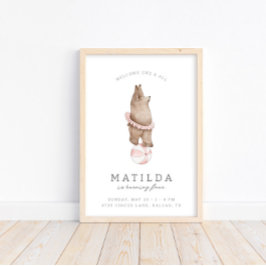 キッズベアモダンサーカス |女の子誕生日へようこそ ポスター