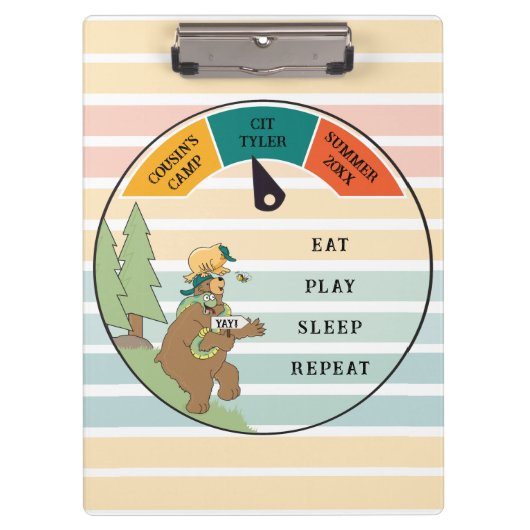 キッズベア、ヘビ、フクロウのキャンプがパーソナライズ クリップボード (正面)