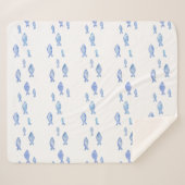 キッズベッドルームベビーブルーシーフィッシュ シェルパブランケット (正面(横))