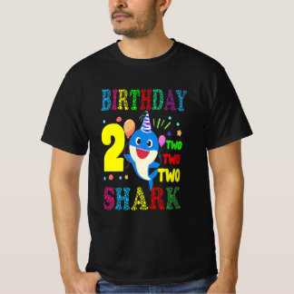 キッズベビーかわいいサメ誕生日男の子2歳Doo Tシャツ