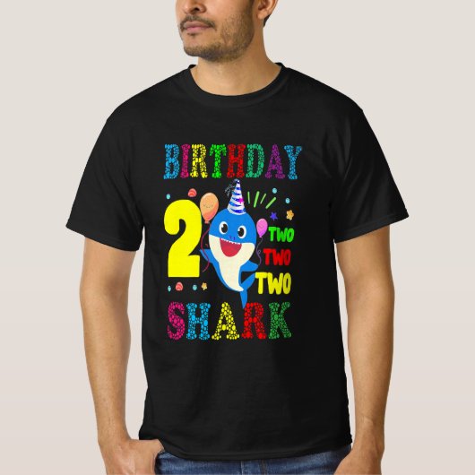 キッズベビーかわいいサメ誕生日男の子2歳Doo Tシャツ (正面)