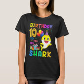 キッズベビーかわいいシャーク10誕生日男の子10年 Tシャツ (正面)