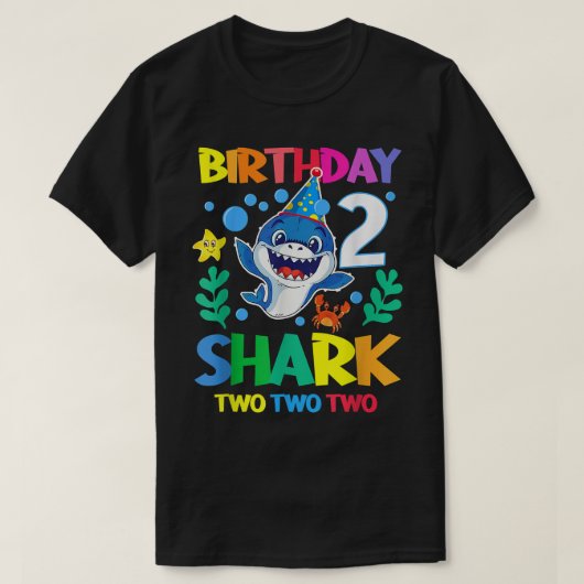 キッズベビーかわいいシャーク2ndバースデーボーイガール2 Y Tシャツ (デザイン正面)