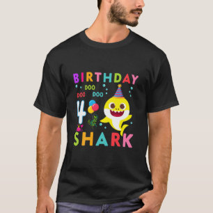 キッズベビーカワイイシャーク4歳の誕生日男の子4歳 Tシャツ
