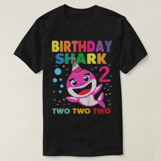 キッズベビーシャーク2nd女の子のための誕生日 – Doo D Tシャツ (デザイン正面)