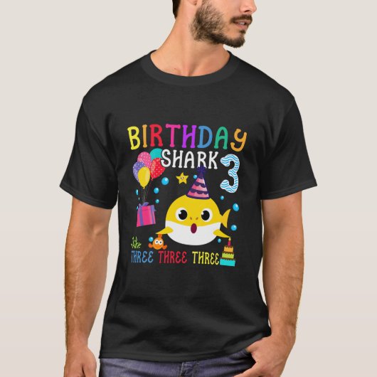 キッズベビーシャーク3歳の誕生日男の子3歳のG Tシャツ (正面)