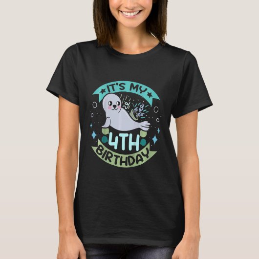 キッズベビーシール4歳の私の4歳の誕生日 Tシャツ (正面)