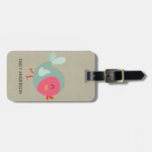 キッズベビーパーソナライズされた可愛いピンククラフトベビーバード ラゲッジタグ (正面横)