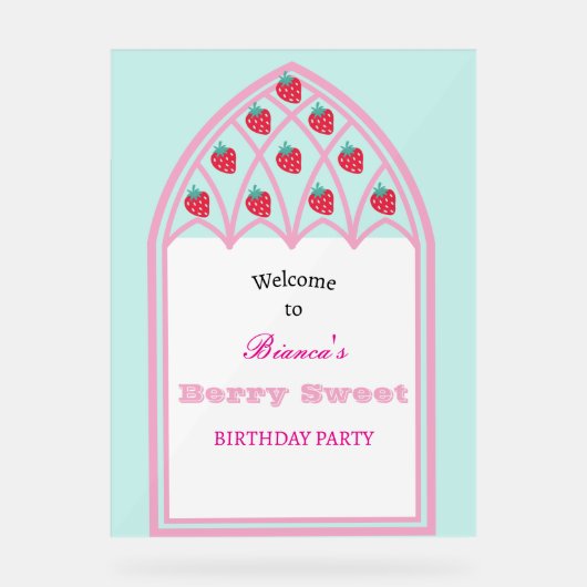 キッズベリパーソナライズされたースウィートパーティーウェルカムサイン アクリルサイン (正面)